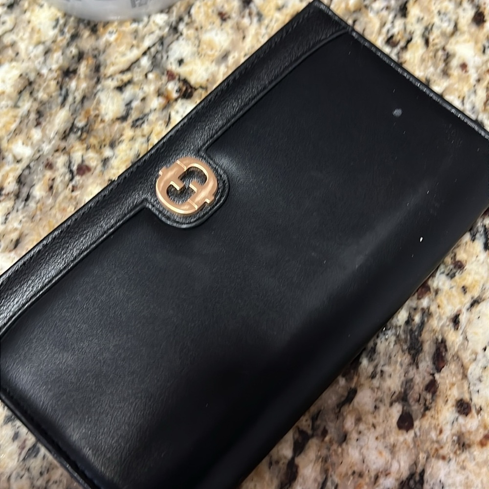 ❤️✔️Chic Black Leather Wallet with Gold Accent NWOT - Picture 6 of 8